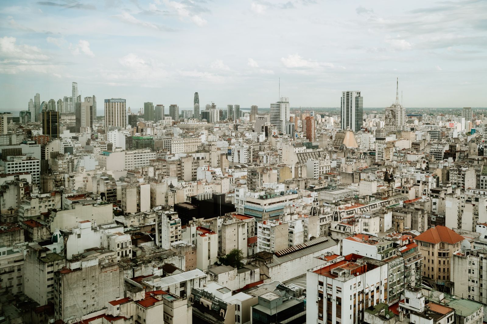 Aerial view of the Buenos Aires skyline with residential high-rises.
